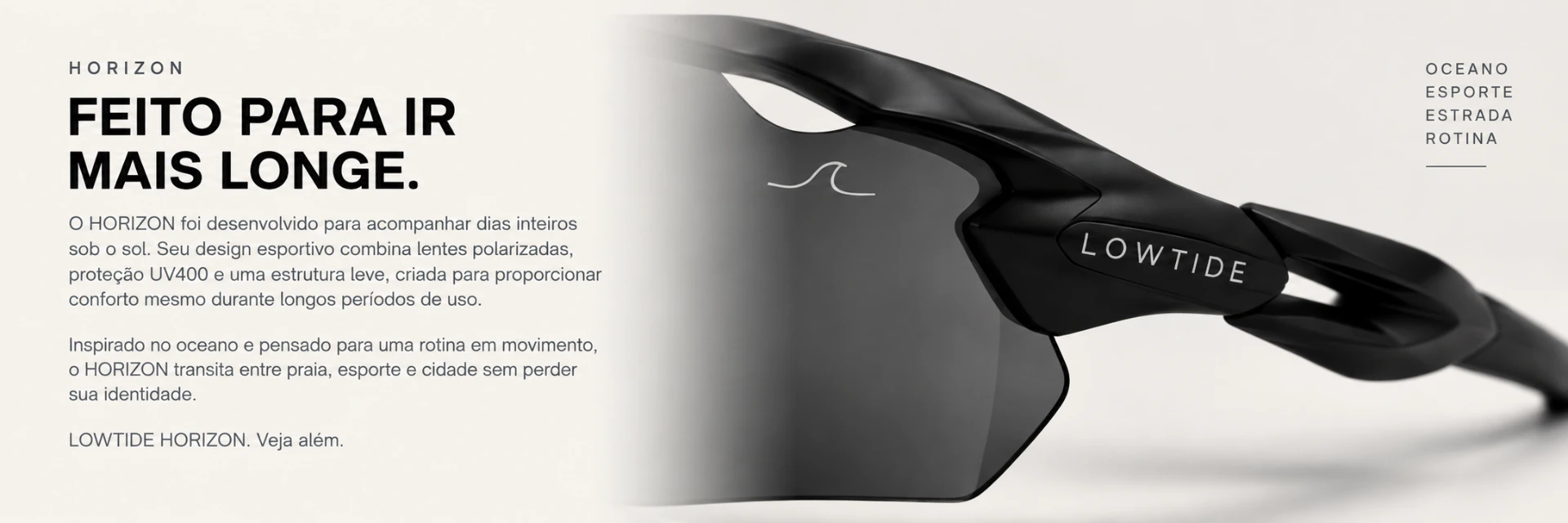 LOWTIDE HORIZON — Feito para ir mais longe. Óculos de sol esportivo preto com lentes polarizadas